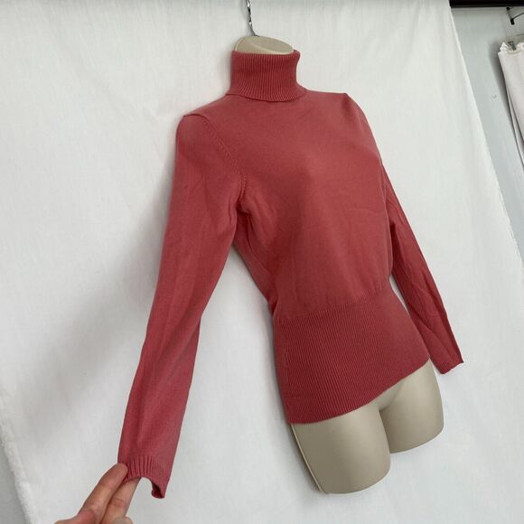Ann Taylor LOFT Merino Wool Blend Sweater Womens Small Pink Sexy Turtleneck Y2K - Picture 3 of 12